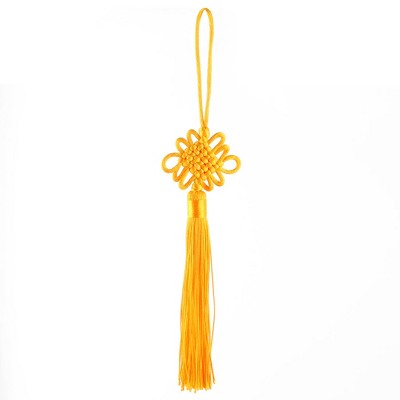 Unique Bargains Home Car Traditional Style Handmade Tassel Knot Yellow 1Pc