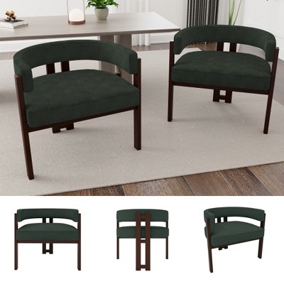 MOONMISS Modern Accent Chair Chenille Upholstered Armchair with Open Back,2PCS