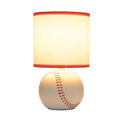 White and Red Mini Baseball Table Lamp for Kids Room