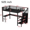 ALEXOUN Metal Loft Bed with L Shaped Desk and Wardrobe, Heavy Duty Loft Bed Frame with Storage Stairs,Space Saving Loft Bed, Black - 3 of 4