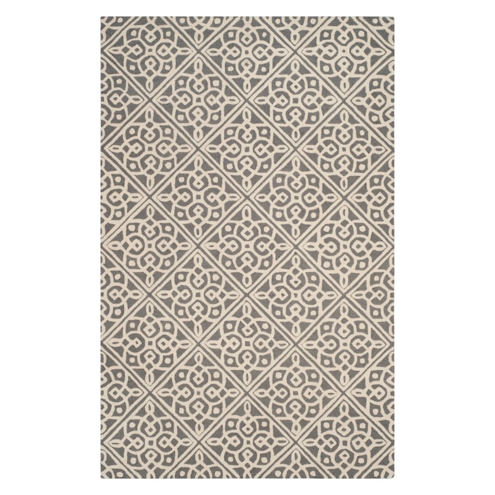 4'x6' Loretta Medallion Tufted Accent Rug Dark Gray/Ivory - Safavieh