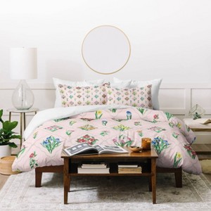 Deny Designs Evanjelina and Co Japanese Collection Duvet Cover and Pillow Shams Pink - 1 of 4