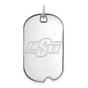 Black Bow Jewelry 14k White Gold Oklahoma State Cowboys NCAA Large Pendant - 1 of 3