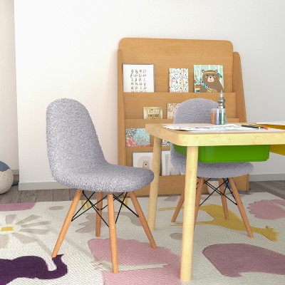 Gray Faux Shearling Children's Accent Chairs with Beechwood Legs