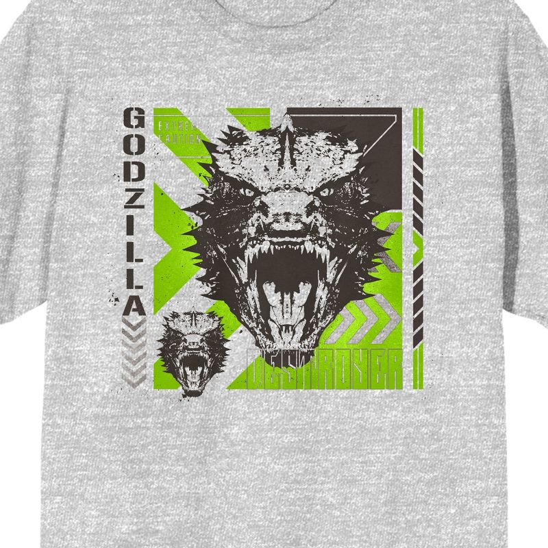 Godzilla x Kong: The New Empire Scary Godzilla Heads Crew Neck Short Sleeve Athletic Heather Men's T-shirt, 2 of 3