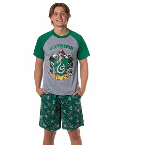 Harry Potter Hogwarts Men's Short Sleeve Shirt And Short PJ Pajama Set - 1 of 4