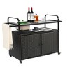 VYNXARIA Outdoor Wicker Bar Table: Versatile Serving Cart with  Lockable Wheels - 2 of 4