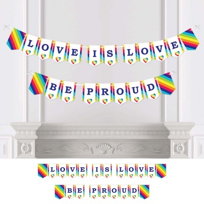 Big Dot of Happiness Love is Love - Gay Pride - LGBTQ Rainbow Party Bunting Banner - Party Decorations - Love is Love Be Proud