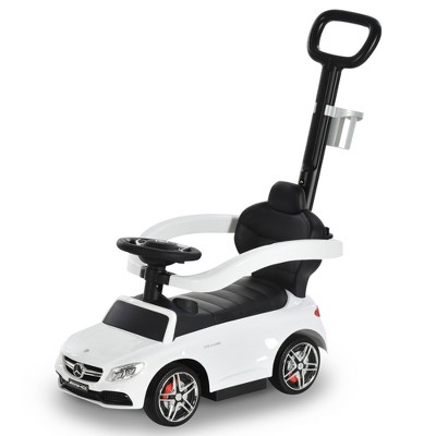Aosom Ride On & Push Car with Underneath Storage Compartment & Working Steering Wheel White