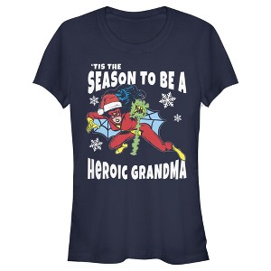 Juniors Womens Marvel Christmas Spider-Woman Heroic Daughter T-Shirt - 1 of 3