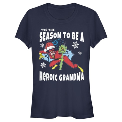 Juniors Womens Marvel Christmas Spider-Woman Heroic Daughter T-Shirt - image 1 of 3