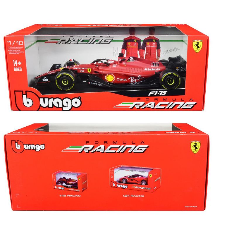 Ferrari F1-75 #16 Charles Leclerc "Ferrari Racing" Formula One F1 (2022) "Formula Racing" 1/18 Diecast Model Car by Bburago, 3 of 4