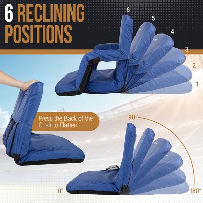 Blue Wide Stadium Seat Chair with Padded Back Support and Armrests