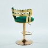 PDTEND Modern Bar Tools Set Of 2 with Golden Color Iron Tube Legs, Soft Cushions and Comfortable Backrest in Green - 4 of 4