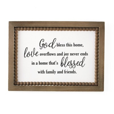 Lakeside God Bless This Home Religious Sentiment Bead Frame Wall Sign