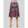 24seven Comfort Apparel Womens Brown Paisley Print Comfortable Elastic Waist Knee Length Skirt - 3 of 4