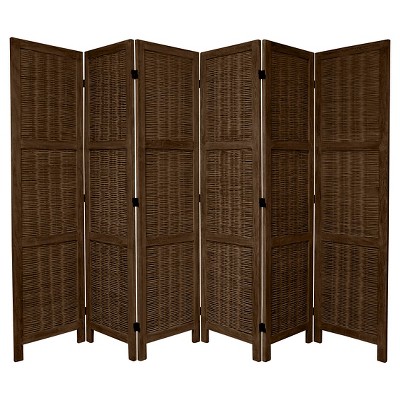 5 1/2 ft. Tall Bamboo Matchstick Woven Room Divider - Burnt Brown (6 Panel)