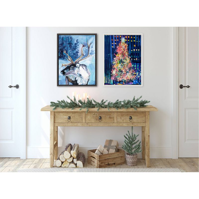 Kate &#38; Laurel All Things Decor 18&#34;x24&#34; Sylvie Colorful Majestic Reindeer In Snow Framed Canvas Wall Art by Rachel Christopoulos, 4 of 6
