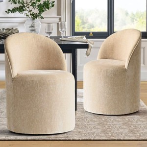 Modern Dining Chairs Set of 2 Chenille Upholstered Dining Chair with Wheels Round Dining Room Chair for Kitchen,Dining Room -Tanpinhause - 1 of 4