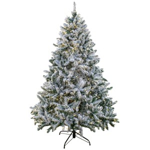 6.5' Prelit LED Flocked Hudson Artificial Christmas Tree Warm White Lights - National Tree Company - 1 of 4