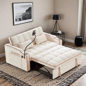 versatile foldable sofa bed in 3 lengths,adjustable back and with USB port and ashtray and swivel phone stand - Leovsnove - 1 of 4