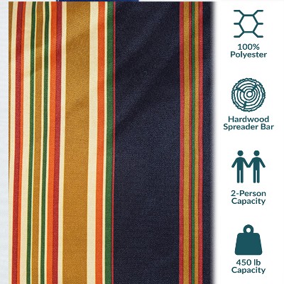 Extra-Large Woodland Stripe Quilted Polyester Hammock with Hardwood Spreader Bars