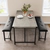 Dining Table Set for 4, Kitchen Table with 2 Upholstered Benches, 3-Piece Dining Set for Kitchen, Apartment, Small Spaces - 3 of 4