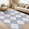 Washable Runner Rug, Modern Checkered Entryway Kitchen Rug Low Pile Soft Trellis Bathroom Carpet Front Door Mat - 2 of 4
