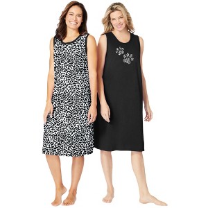 Dreams & Co. Women's Plus Size 2-Pack Sleeveless Sleepshirt - 1 of 4