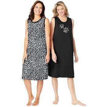Dreams & Co. Women's Plus Size 2-Pack Sleeveless Sleepshirt