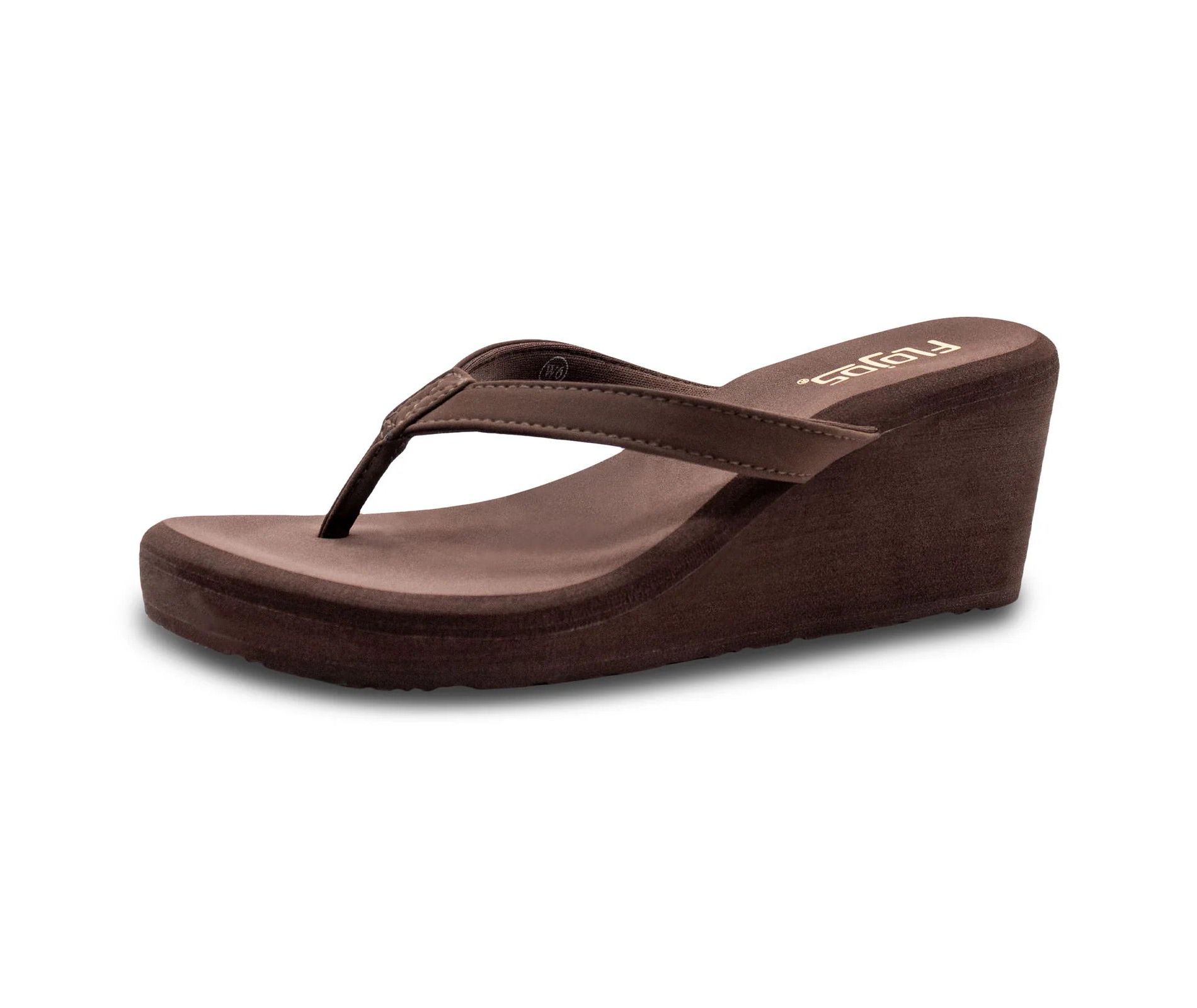 Flojos Womens Olivia Vintage Wedge Heel Thong Sandal, Brown