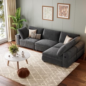 106" Modular Sectional Sofa for Living Room, L Shaped Convertible Sectional Couches, 4-Seater Cloud Couch with 6 Pillows - 1 of 4