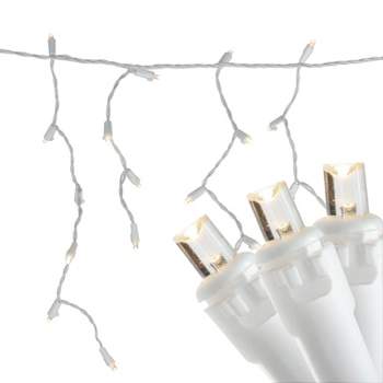 Northlight 100ct LED Wide Angle Icicle Christmas Lights Warm White - 5.5' White Wire