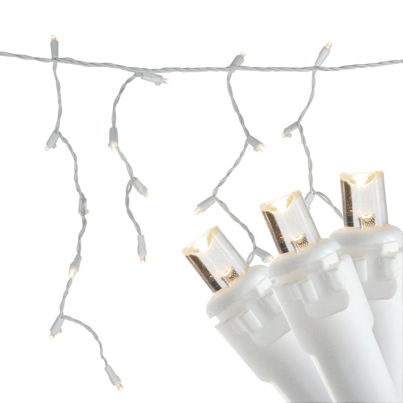 Northlight 100ct LED Wide Angle Icicle Christmas Lights Warm White - 5.5' White Wire, 1 of 4