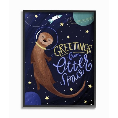 11"x1.5"x14" Otter Space Funny Animal Framed Giclee Texturized Art - Stupell Industries