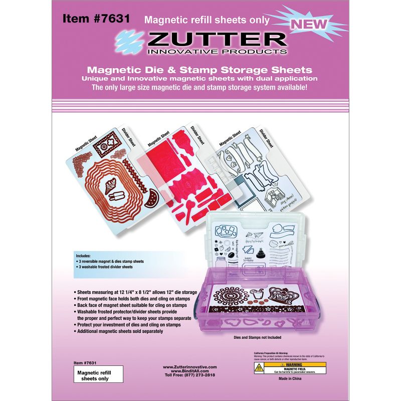 Zutter Magnetic Die & Stamp Storage Refill Sheets 3/Pkg-12.25"X8.5", 2 of 4