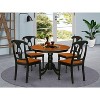 Kitchen Table Set 5 Piece - Round Dining Table & 4 Chairs - Modern Design - 42 Inch - Black & Cherry Finish - 2 of 4