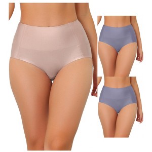 Allegra K Women's Tummy Control Unlined High Waist Breathable Hipster Underwear 3 Packs - 1 of 4