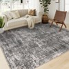 Vintage Distressed Floral Print Area Rugs for Living Room Bedroom, Washable Soft Retro Accent Floor Carpet, Non Slip Throw Mat - 2 of 4