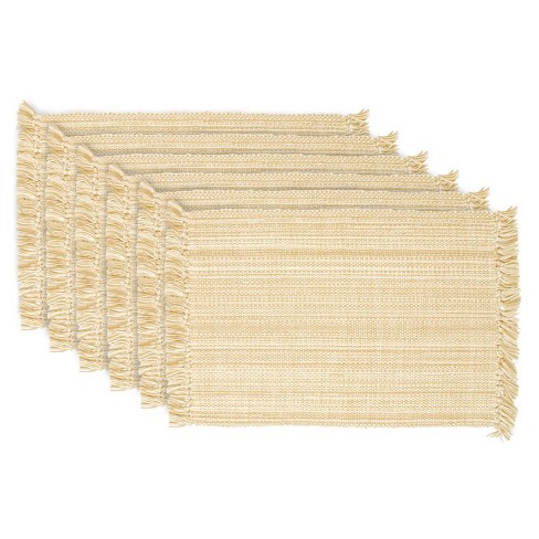 Set Of 6 Variegated Fringe Placemat Neutral Design Imports Target