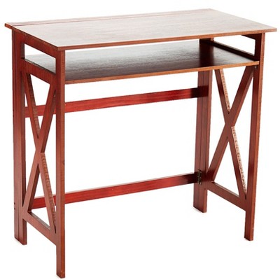The Lakeside Collection Crisscross Folding Office Furniture - Walnut Desk
