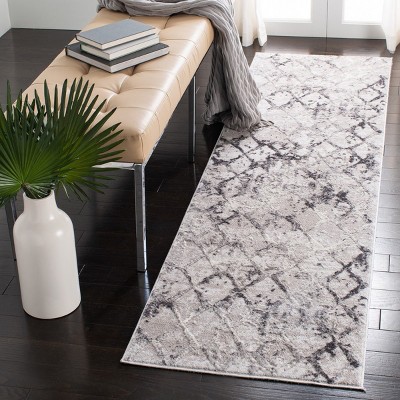 Reversible Abstract Gray Synthetic 26x18 Area Rug