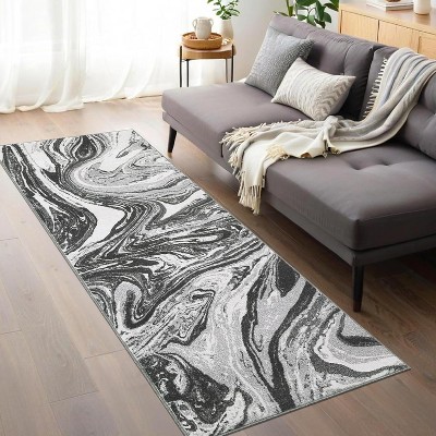 Washable Runner Rug Modern Abstract Runner Rug for Kitchen Stain Resistant Throw Carpet Low Pile Floor Cover