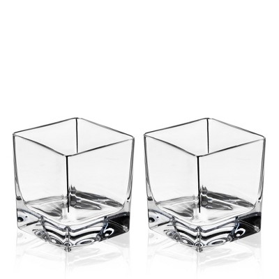 Viski 10oz Clear Crystal Square Rocks Glass Set