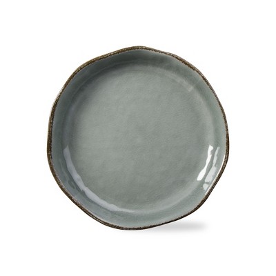 tagltd 16"x16" Veranda Cracked Glazed Solid Wavy Edge Melamine Serveware Bowl Dishwasher Safe Indoor Outdoor Slate Blue
