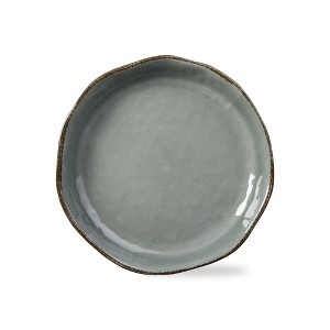 tagltd 16"x16" Veranda Cracked Glazed Solid Wavy Edge Melamine Serveware Bowl Dishwasher Safe Indoor Outdoor Slate Blue - 1 of 2