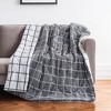 HomeRoots 50" X 60" Gray and White Velvet Quilted Plaid Plush Throw Blanket - 2 of 4