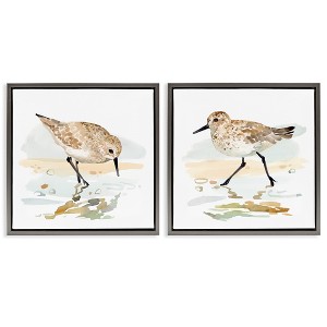 Stupell Industries Sea Birds on Shore 2pc Floating Frame Art Set, Gray, 18" x 18" - 1 of 4