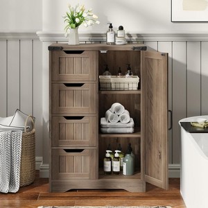 Dcolora Bathroom Cabinet, Freestanding Storage Cabinet with 4 Drawers and 1 Door - 1 of 4