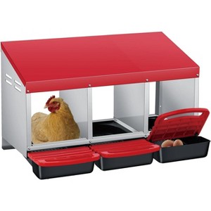3/ 4 Hole Metal Chicken Nesting Box with Removable Roll-Out Tray Easy Egg Collection & Clean Galvanized Steel Laying Box, for Backyard Coop Orange - 1 of 4